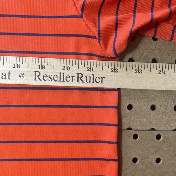 Under Armour Heat Gear Polo Shirt Mens Large Orange Stripes Auburn Tigers Loose - Picture 6 of 7